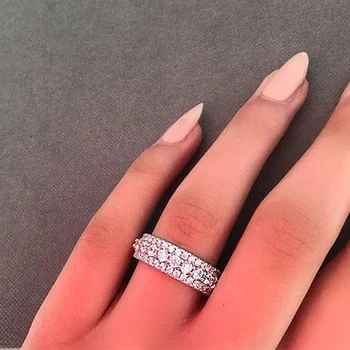 Пръстени Huitan Обещание с кръгла кубическим цирконием, годежни пръстени, Дамски пръстени за Годеж, Луксозни Модни дамски бижута