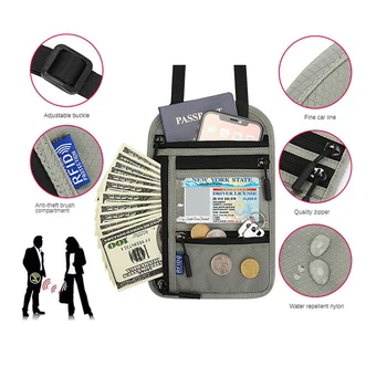 Пътна чанта, портфейл, Семеен титуляр за паспорт, Органайзер, калъф с RFID заключване, множество джобове, Кредитен калъф за документи за паспорт