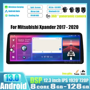 Радиото в автомобила 12,3 Инча Android 13 за Mitsubishi Xpander 2017-2020 GPS навигация BT Carplay Мултимедиен Плейър Домакин блок