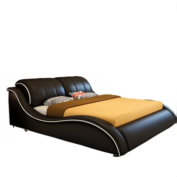 Рамка на легло с кожена тапицерия, правоъгълни легла персон и Camas, Дизайнерска спалня с подсветка за 2 лица (размер, цвят, може да персонализирате