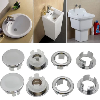 Резервни части за мивки 8 Опаковки переливной шапки и пръстени за мивка в банята с хромирано покритие и Abs-пластмаса