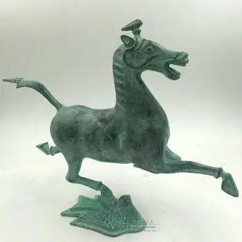 Реколта бронзова китайска скулптура скаковой коня, 30 см, походка летящи лястовици