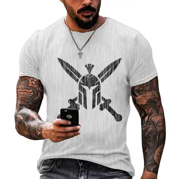 Реколта мъжки тениски с 3D принтом Спарта, блузи с къс ръкав, Летни улични тениски в стил хип-хоп за мъже, тениски Оверсайз, мъжки дрехи