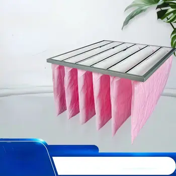 Ръкавен филтър среден ефект за Централен климатик, Влакнеста Тъкан Ръкавен Филтър За Въздух/Прах С Рамка От алуминиева Сплав Въздушен Филтър