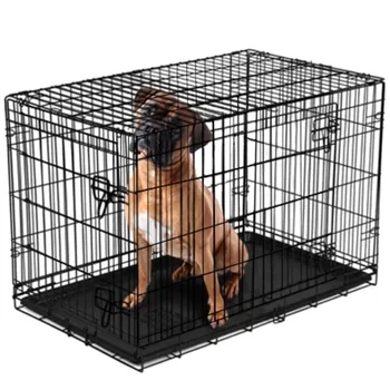 С две врати сгъваема кутия за кучета от метална жица с разделител, XX-Large, 48