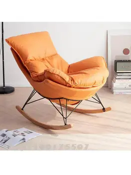 Скандинавски лесно луксозно люлеещ се стол, откидывающееся стол, червен мрежест мързелив диван, стол за възрастни, хол, балкон, люлеещ се стол за отдих