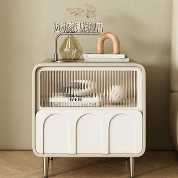 Скандинавски минималистичен нощна маса Бял цвят за съхранение, модерен ъглов шкаф с бели чекмеджета, Модни мебели за дома De Mesa Cabeceira