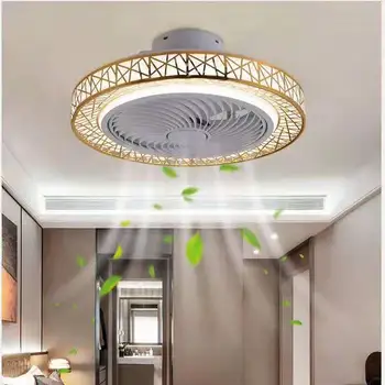 Скандинавски постмодернистский интелигентен led вентилатор на тавана с лампа дистанционно управление, декоративни вентилатор за спални, невидим, безшумен вентилатор на тавана, лампата