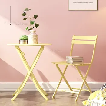 Скандинавските Железни комплект Градински мебели за улицата, маса и стол за тераса, салон за отдих, Градина и тераса, Сгъваема маса и стол