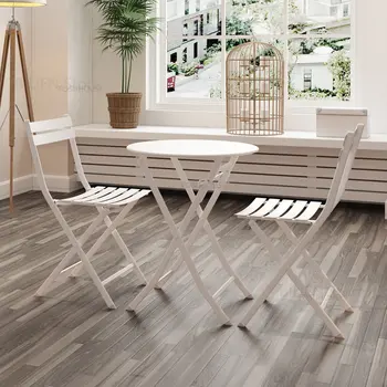 Скандинавските Железни комплект Градински мебели за улицата, маса и стол за тераса, салон за отдих, Градина и тераса, Сгъваема маса и стол