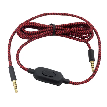 Сплетен взаимозаменяеми кабел-удължител за гейминг слушалки G433 G233 G Pro X със скоба за регулиране силата на звука
