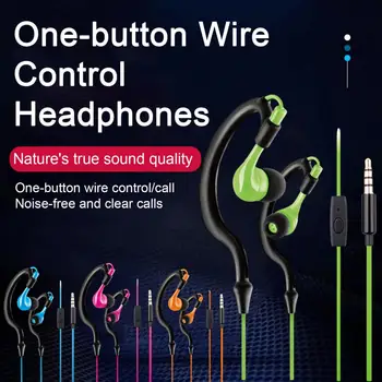 Спортни слушалки с кабел, с висящи уши 3,5 мм, спортни слушалки с микрофон, Водоустойчиви слушалки с шумопотискане за Android и за iOS