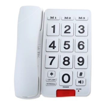 Стационарен телефон с голям бутон, мелодия на звънене за вашия десктоп телефон, домашен Стационарен телефон за възрастни хора и хора с увредено зрение PK3000