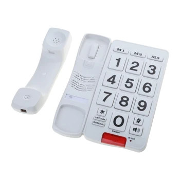 Стационарен телефон с голям бутон, мелодия на звънене за вашия десктоп телефон, домашен Стационарен телефон за възрастни хора и хора с увредено зрение PK3000