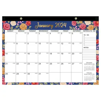 Стенен календар Удобен за четене Календар Здрав Удобен за четене Стенен, настолен календар за 18 месеца на 2024.1-2025.6 Английски Универсален