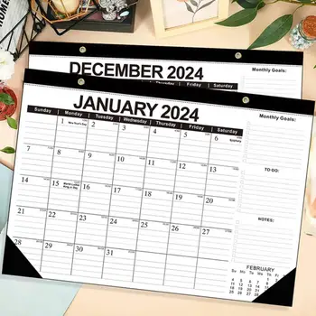 Стенен календар Удобен за четене Календар Здрав Удобен за четене Стенен, настолен календар за 18 месеца на 2024.1-2025.6 Английски Универсален