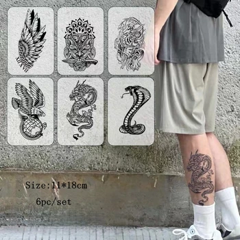 Стикер с татуировка Хищного билков сок, Полупостоянная Водоустойчив Мъжки Татуировка на Крака във формата на Крила на Дракон, Изкуствена Татуировка