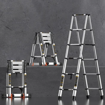 Столове за домашна кухня, телескопична стълба алуминиева сплав, мултифункционален домакински стълби, преносима сгъваема директен стълба