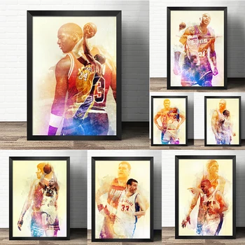Съвременният Баскетбол All Stars Реколта плакати HD Снимки, рисунки върху платно, Щампи, стенописи, Начало декор за хола, Без Рамка
