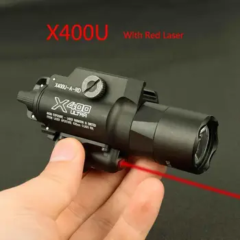 Тактически Армейски Оръжия фенер X400 Ultra X400U с Червен Лазерен Пистолет, на ефекта на светлинни фенерче с каишка Picatinny X300 X300 Ultra