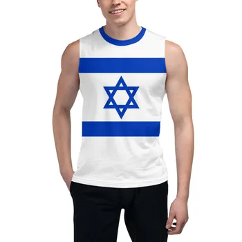 Тениска без ръкави, с Флага на Израел, 3D Мъжка Тениска За момчета, Тениски за фитнес зали, Джоггеры За Фитнес, Баскетбол Тренировъчен Жилетка