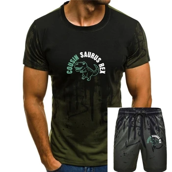 Тениска със забавна подарък T Rex Cousin Saurus Rex, Памучен мъжка тениска, потник за фитнес, тениски, Хип-хоп, Европа, Коледно облекло