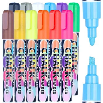 Течен тебешир маркери, Химикалки, за да бледа дъски 12 Цвята 6 мм Заден съвет бледа Неонова маркер Мокри стираемые маркери за бледа дъски