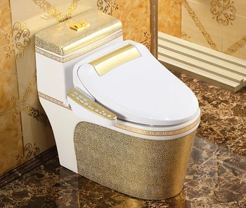 Тоалетна чиния европейски стил gold интелектуална капак за тоалетна миг горещ пречистване на седалката за тялото напълно автоматично почистване и изсушаване