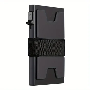 Тънък алуминиев портфейла-държач за карти за мъже, Здрава Разширение на задната част на панела, RFID заключване, Изчистен метален поп портфейл