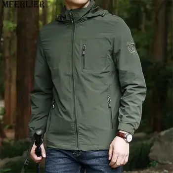 Улично мъжки непромокаемое палто, модерни всекидневни военни якета за къмпинг, мъжки връхни дрехи, зелена ветровка, Голям Размер 5XL