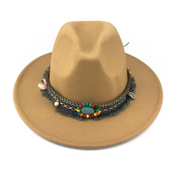 Фетровая шапка в ретро стил За мъже и жени С орнаменти, скъпоценни камъни и снопчета, Фетровая шапка