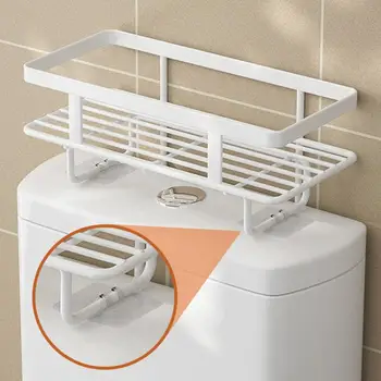 Фиксирани рафтове за съхранение с лепило в ключалката, Универсален багажник за съхранение в банята Над тоалетна, органайзер с дренаж, противоскользящий за кухни
