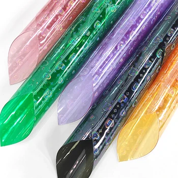 Цветни Любовни PVC Супер прозрачни холограма винилови листове от изкуствена кожа за вземане на бантов със собствените си ръце обеци Чанти diy 30x135 см