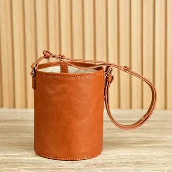Централният слой Реколта чанта от телешка кожа растително дъбени, Кожена чанта през рамо за жени, чанта-тоут