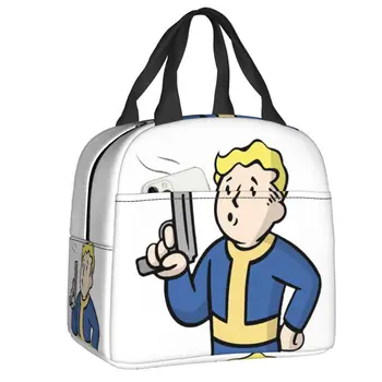 Чанта за обяд, за едно момче от видеоигри Fallout Vault, Портативен хладилник с изолация за хранене, Термосумка за обяд За жени, детски чанти за училище хранене