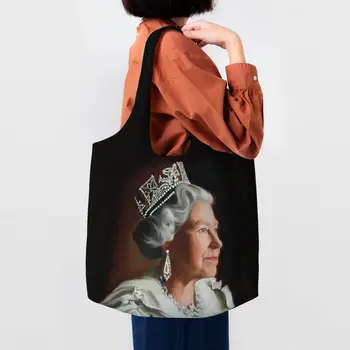 Чанта за покупки на кралицата на Великобритания Елизабет II, дамски Холщовая чанта-тоут, Здрави торбички за пазаруване в Кралски магазини Англия