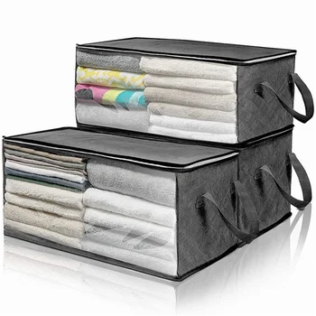 Чанта-органайзер за съхранение на дрехи с голям капацитет С подсилена дръжка за одеяла, чаршафи, възглавници, аксесоари за съхранение
