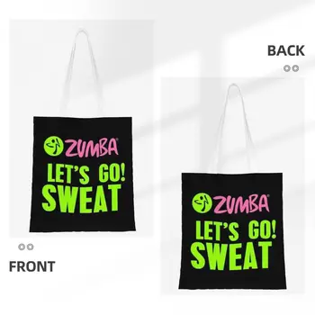 Чанта-тоут за фитнес Zumba с хубав принтом, здрава холщовая чанта за пазаруване, чанта за танцьорка на рамото