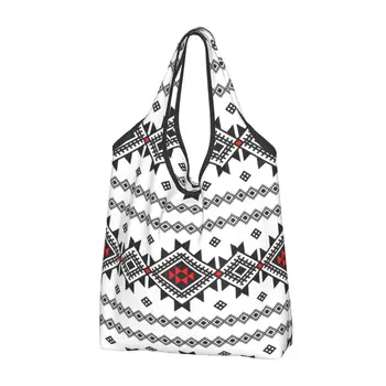 Чанти-тоут Kabyle Amazigh Carpet за хранителни покупки, Женски Забавни чанта през рамо в Африка Геометричния стил в стил Мароко, Големи чанти