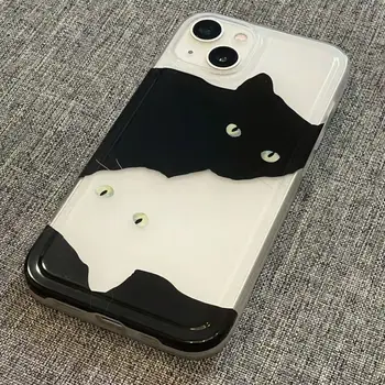 Черно-бял калъф за мобилен телефон с котка за realme c53 c55 c35 c21 c31 c21Y c33 c30 c17 gt2pro realme 7 8 8и 9i 10 10pro калъф